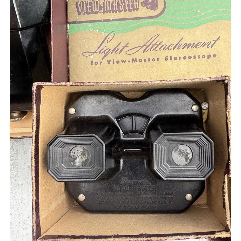 Vtg View-Master 1 Viewer 1 Bakelite Light Attachment Case With Reels